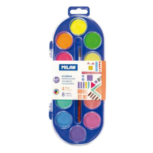 JUEGO DE PINTURAS ACUARELAS MILAN 12UNI FLUO/META
