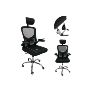 SILLA DE OFICINA NEGRA BASE CROMADA