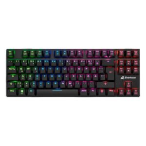 TECLADO GAMING RGB SHARKOON PUREWRITER TKL MECÁNICO USB INGLÉS SWITCH AZUL 4044951021529 NEGRO