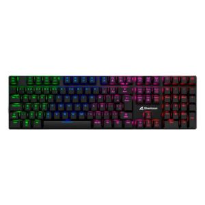 TECLADO GAMING RGB SHARKOON PUREWRITER MECÁNICO ALÁMBRICO USB INGLÉS SWITCH AZUL 4044951021482 NEGRO