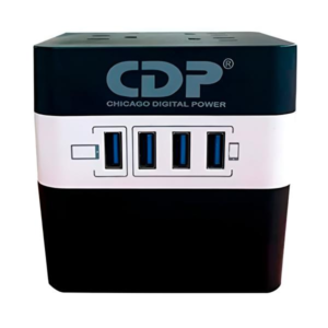 REGULADOR DE VOLTAJE CDP RU-AVR604 600VA 300W 4 TOMAS 92?144 VCA 4 PUERTOS USB REGULACIÓN AUTOMÁTICA LEDS NEGRO / BLANCO
