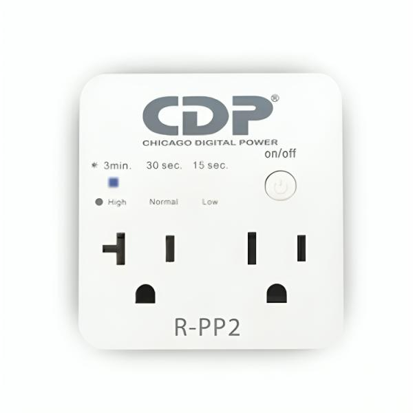 PROTECTOR DE VOLTAHE CDP R-PP2M 1800W 2 TOMAS SUPRESIÓN DE SOBRECORRIENTE Y SOBRE VOLTAJE RETARDO DE ENERGÍA SELECCIONABLE BLANCO