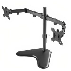 SOPORTE DE ESCRITORIO PARA MONITORES UNNO TEKNO TM8001BK COMPATIBLE CON MONITORES PLANOS DE HASTA 32 PULG CAPACIDAD DE 8KG CADA UNO CON ORGANIZADOR DE CABLES NEGRO
