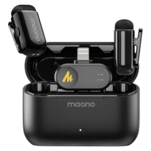 MICRÓFONO MAONO WM622 PB2 INALÁMBRICO LAVALIER CON RECEPTOR LIGHTNING CANCELACIÓN DE RUIDO NEGRO