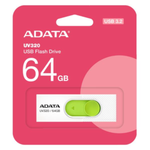 MEMORIA USB 64GB ADATA UV320 USB 3.1 100 MB/S AUV320-64G-RWHGN BLANCO / VERDE