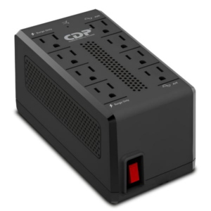 REGULADOR DE VOLTAJE CDP RAVR1408 1400VA/700W 8 TOMAS 80 150V REGULACIÓN AUTOMÁTICA NEGRO