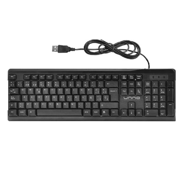 TECLADO UNNO TEKNO KLASS MEMBRANA ALÁMBRICO USB ESPAÑOL KB6701BK NEGRO