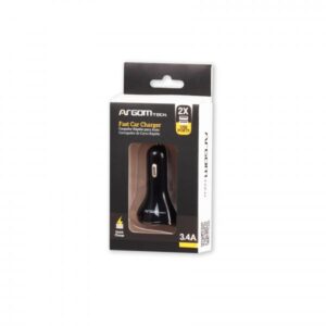 CARGADOR ARGOM USB PARA AUTO 2 PUERTOS USB ARG-AC-0117BK