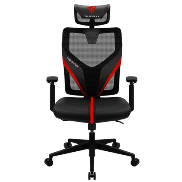 SILLA GAMING ERGONÓMICA THUNDERX3 YAMA1 MALLA CON CUERO SINTÉTICO TEGC-3030001.R1 NEGRO/ROJO